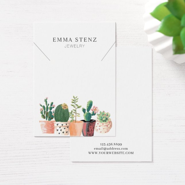 Watercolor Flowering Cactus • Necklace Display (Desk)