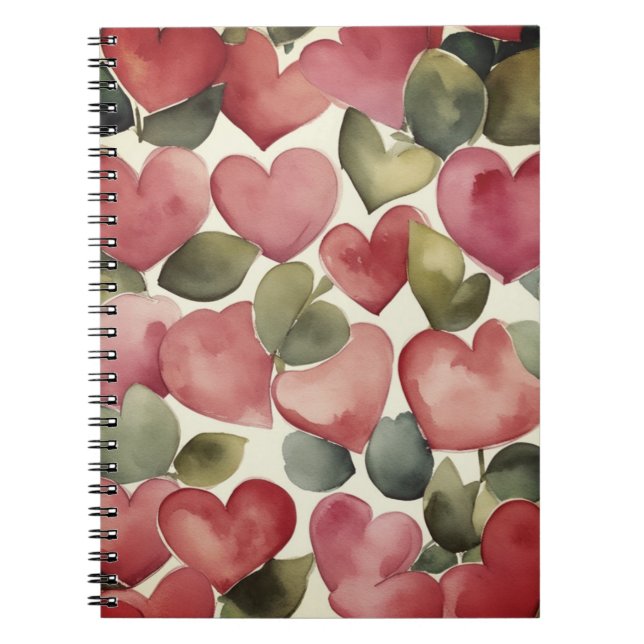 Watercolor. Flowering Hearts Notebook (Front)