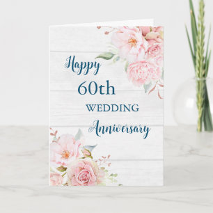 Watercolor Flowers 60th Wedding Anniversary Card