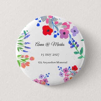 Watercolor flowers 6 cm round badge