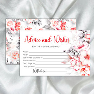 Watercolor Flowers Advice and Wishes Bridal Shower Stationery