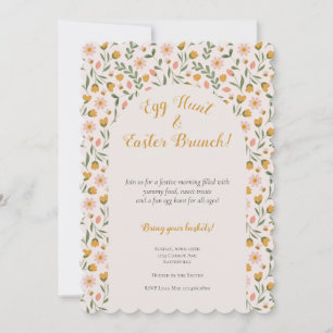 Watercolor Flowers and Bees Easter Brunch Egg Hunt Invitation