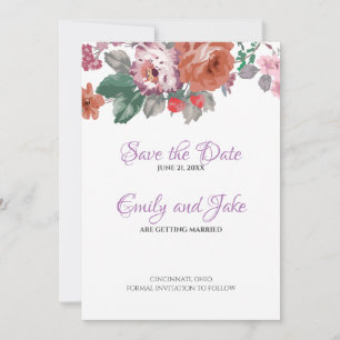 Watercolor Flowers And Buds Save The Date