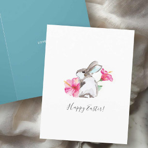 Watercolor Flowers and Bunny Easter Cards