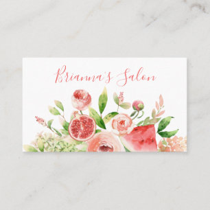 Watercolor Flowers and Fruit Border Business Card