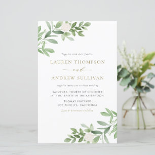 Watercolor Flowers and Greenery Wedding Invitation