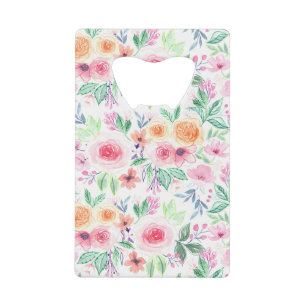 Watercolor flowers and leaves