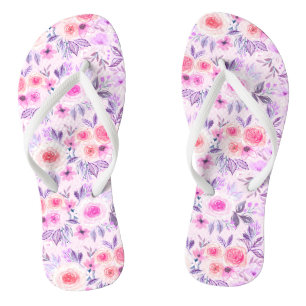 Watercolor flowers and leaves 3 thongs