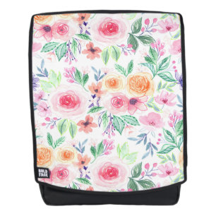 Watercolor flowers and leaves backpack