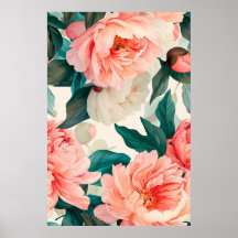 Watercolor Flowers and Leaves