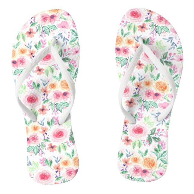 Watercolor flowers and leaves thongs (Footbed)