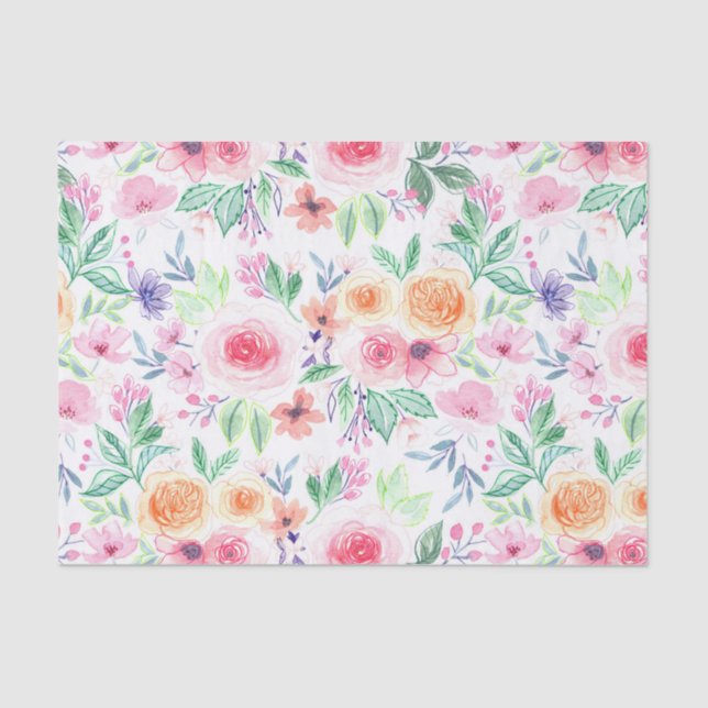 Watercolor flowers and leaves tissue paper (Front)