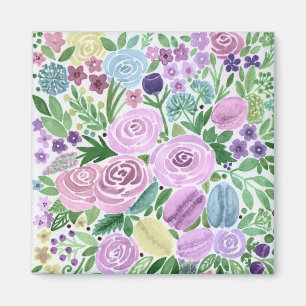 Watercolor, flowers and macaroons magnet