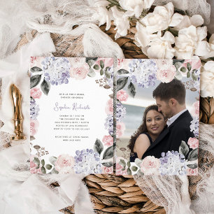Watercolor Flowers and Photo   Bridal Shower Invitation