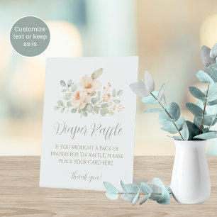 Watercolor Flowers Baby Shower Diaper Raffle Sign