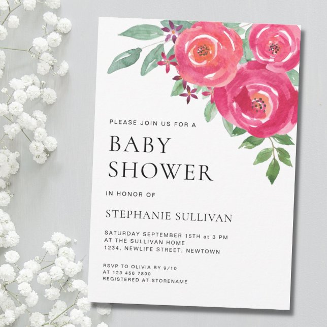 Watercolor Flowers Baby Shower Invitation (Creator Uploaded)