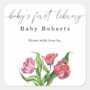 Watercolor flowers - Baby's first library Square Sticker