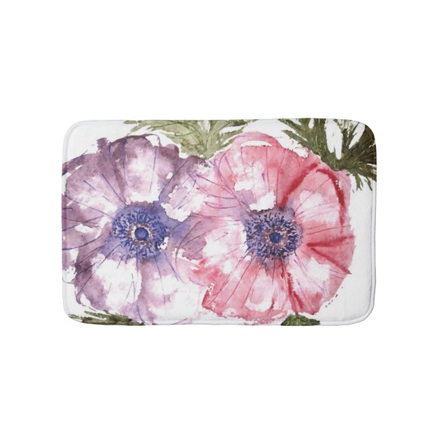 Watercolor flowers bath mat (Front)
