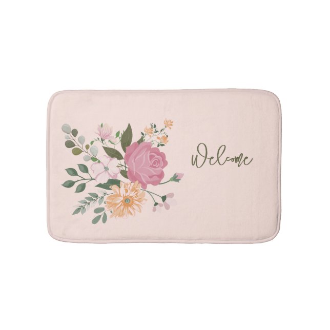 Watercolor flowers bath mat (Front)
