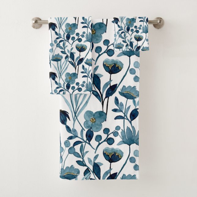 Watercolor Flowers  Bath Towel Set (Insitu)
