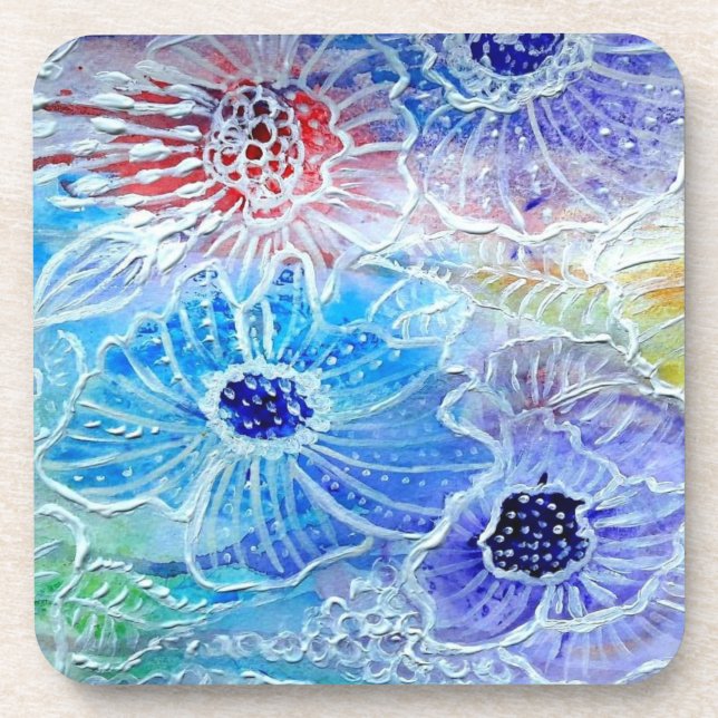 Watercolor Flowers Beverage Coaster (Front)