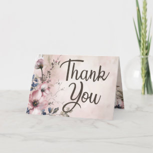Watercolor Flowers Blank Thank You Card