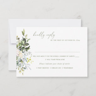 Watercolor Flowers Blue Gum Eucalyptus, Meal RSVP Invitation