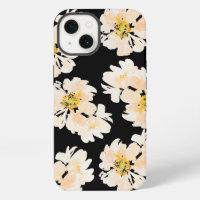 Watercolor Flowers blush peonies on black
