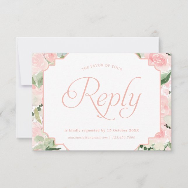 Watercolor Flowers Blush Pink RSVP Card (Front)