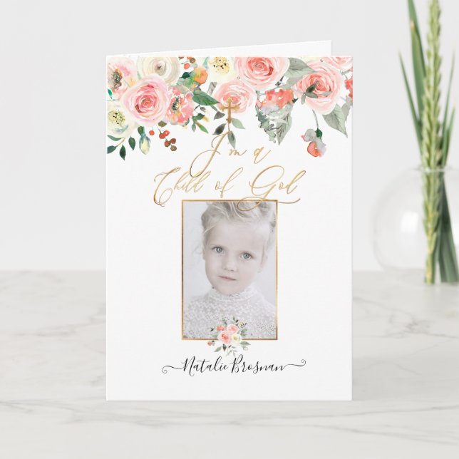 Watercolor Flowers Blush Roses LDS Baptism Program (Front)