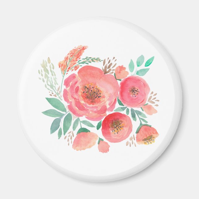 Watercolor flowers, bouquet . magnet (Front)