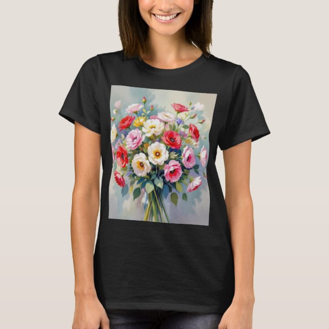 Watercolor flowers bouquet T-shirt  (Front)