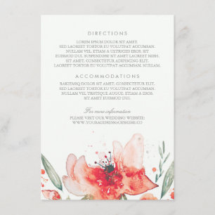 Watercolor Flowers Bouquet Wedding Details Enclosure Card