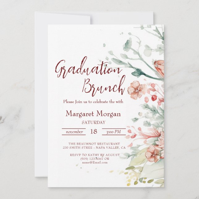 Watercolor Flowers Bridal Brunch Invitation (Front)
