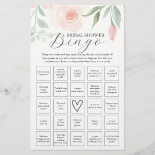 Watercolor Flowers Bridal Shower Bingo Flyer