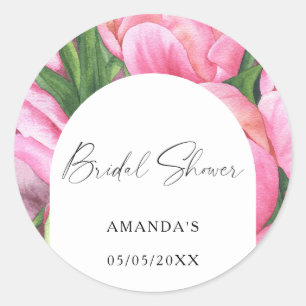 Watercolor flowers - bridal shower classic round sticker