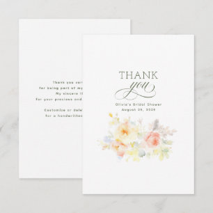 Watercolor Flowers Bridal Shower Thank You Card