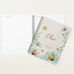 Watercolor Flowers butterflies Personalised Planner