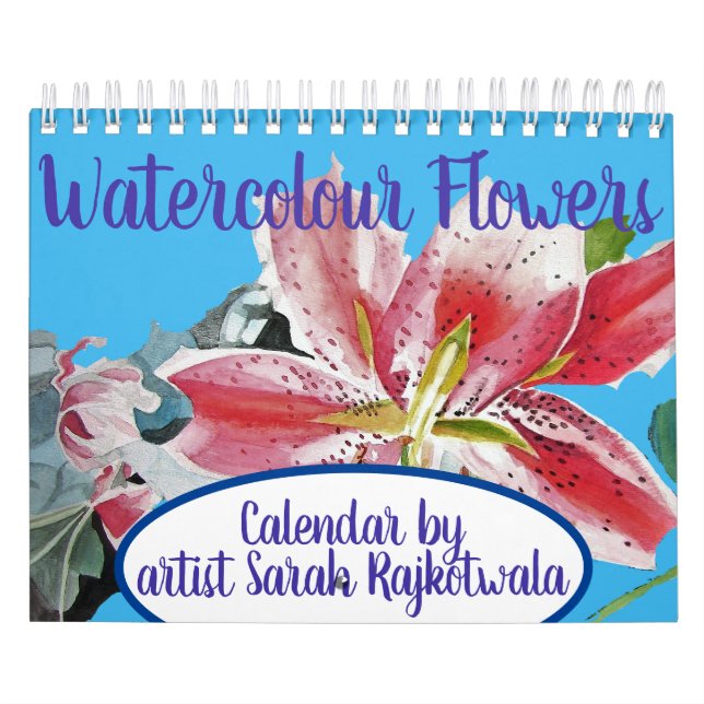 Watercolor Flowers Calendar Hand Painted Art (Cover)