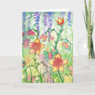 Watercolor Flowers Card ~ Blank