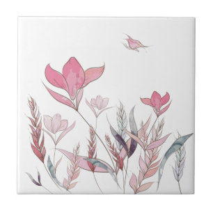 Watercolor flowers ceramic tile