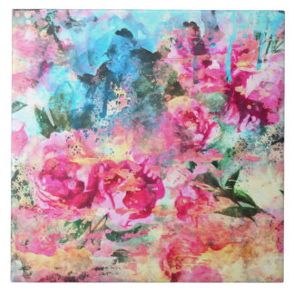 Watercolor flowers Ceramic Tile