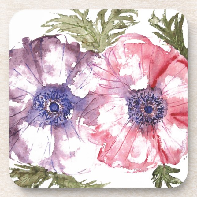 Watercolor flowers coaster (Front)