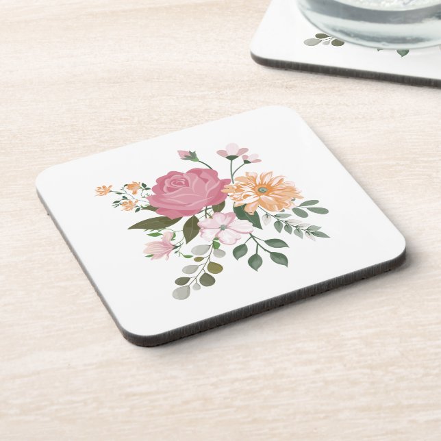 Watercolor flowers  coaster (Left Side)