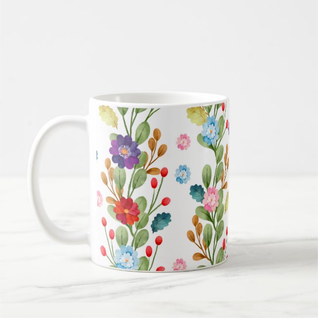 Watercolor Flowers Colourful Pattern-67488 Coffee Mug (Left)