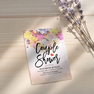 Watercolor Flowers Couple Shower Wedding Shower Invitation