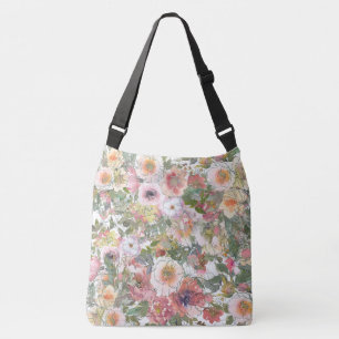 Watercolor Flowers Crossbody Bag