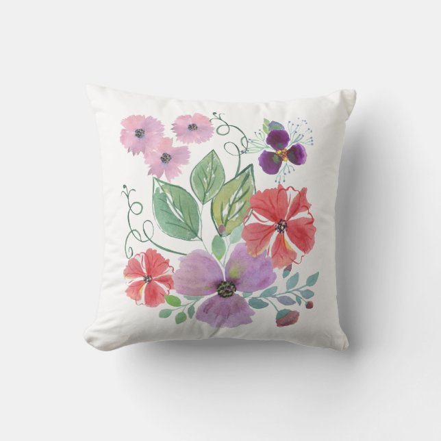 Watercolor flowers . cushion (Front)