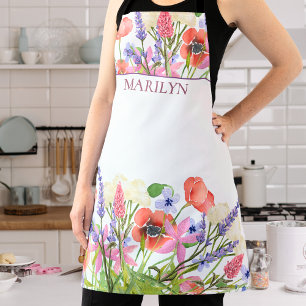 Watercolor Flowers, Custom Birthday Gift for Niece Apron