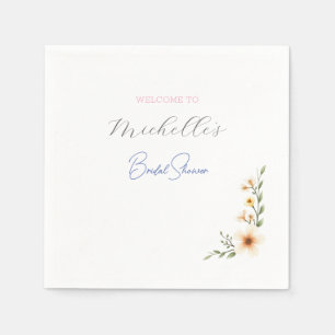 Watercolor Flowers Cute Bridal Shower  Napkin